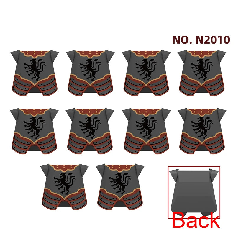 Medieval Weapons Accessories Building Blocks Solider Castle Knight Legion Red Lion Black Eagle Armor Cloak Shield Dragon Bricks