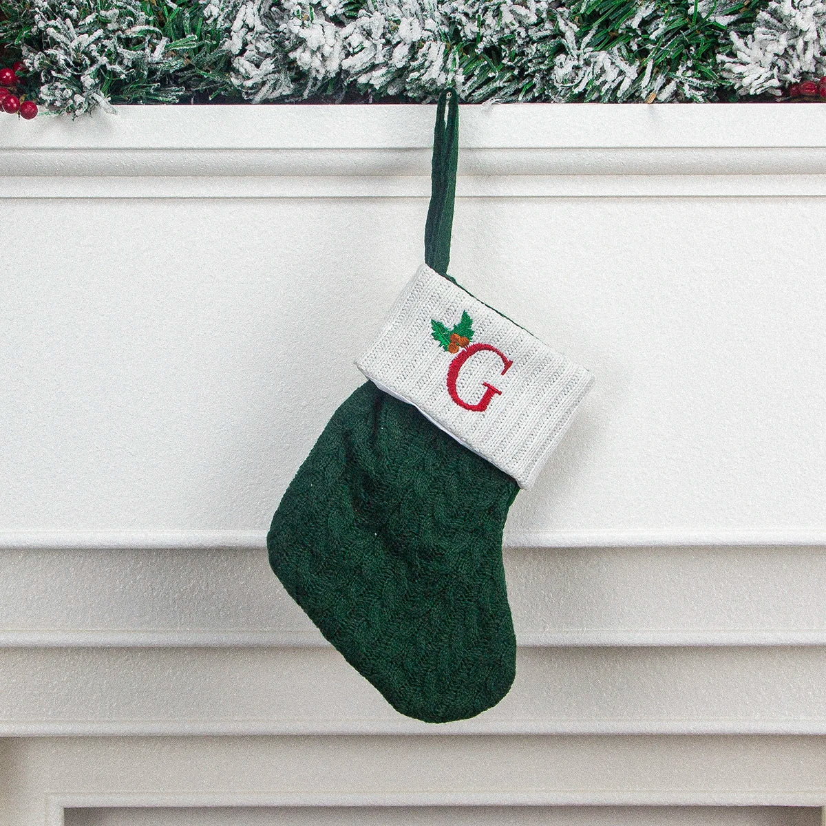 Christmas stocking festival decorations, green 26-letter Christmas tree pendant gift bag socks hotel party supplies hanger