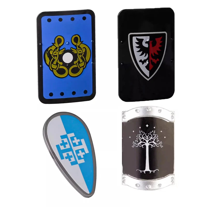 Medieval Weapons Accessories Building Blocks Solider Castle Knight Legion Red Lion Black Eagle Armor Cloak Shield Dragon Bricks