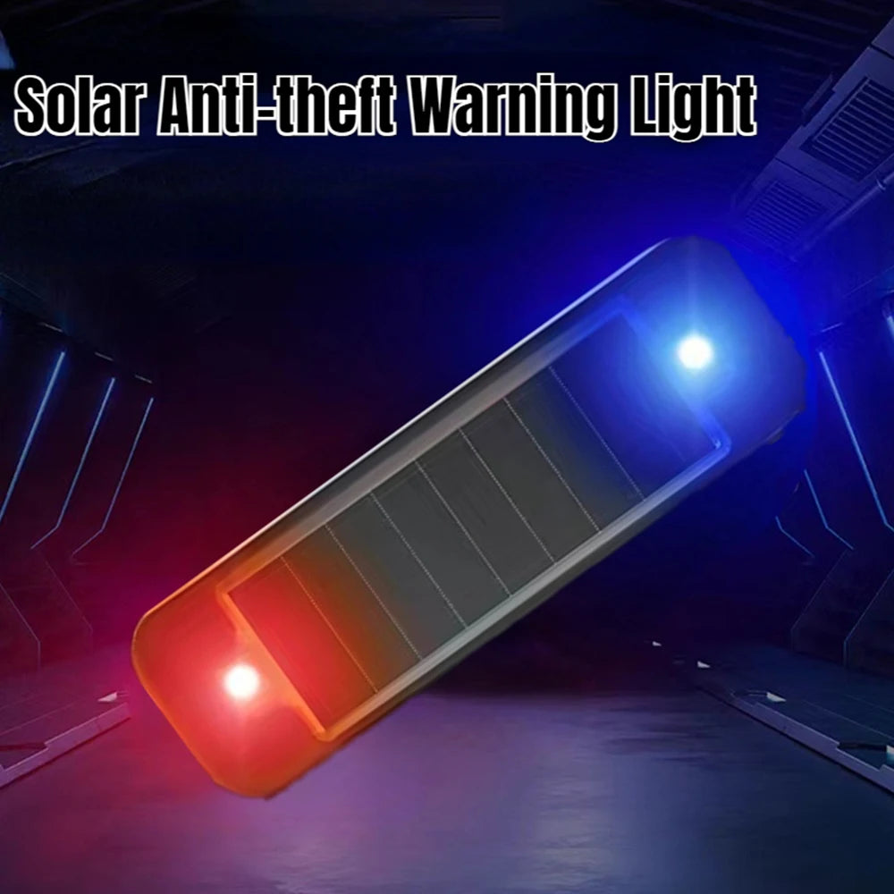 Mini LED Solar Power Car Warning Light Night Security Simulated Alarm