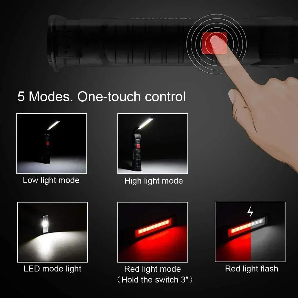 Portable COB LED Work Light USB Rechargeable LED Flashlight Inspection
