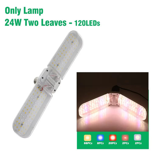 48W Fan Leaf Foldable LED Grow Light Full Spectrum E27 Plant Growing