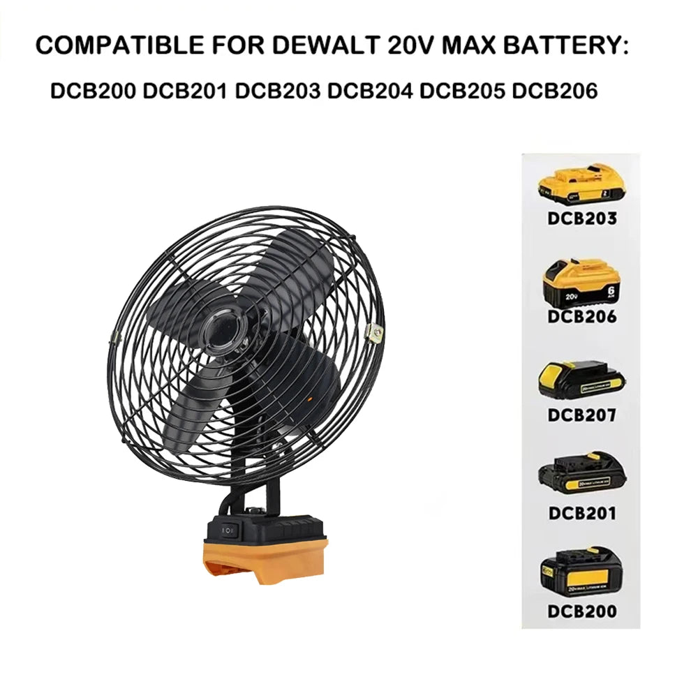 6/8In Camping Fan Outdoor Fishing Wireless Desktop Portable Metal Fan