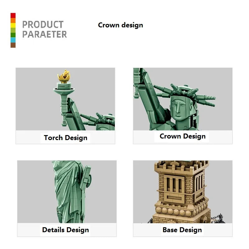 1316PCS The Statue of Liberty Architecture Large Collection Building Blocks Set Model Gift for Kids and Adults Compatible NO.