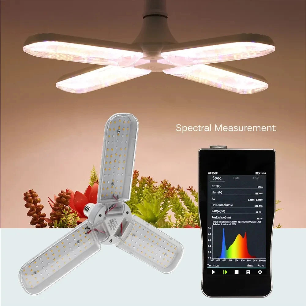 48W Fan Leaf Foldable LED Grow Light Full Spectrum E27 Plant Growing