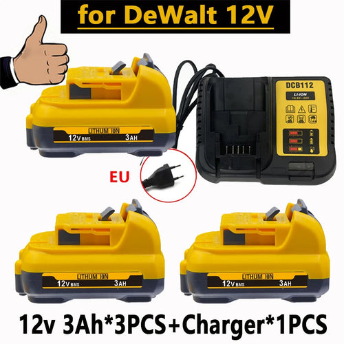 1-3Pack 12V Replacement for Dewalt DCB120 Lithium-ion Batteries 12V