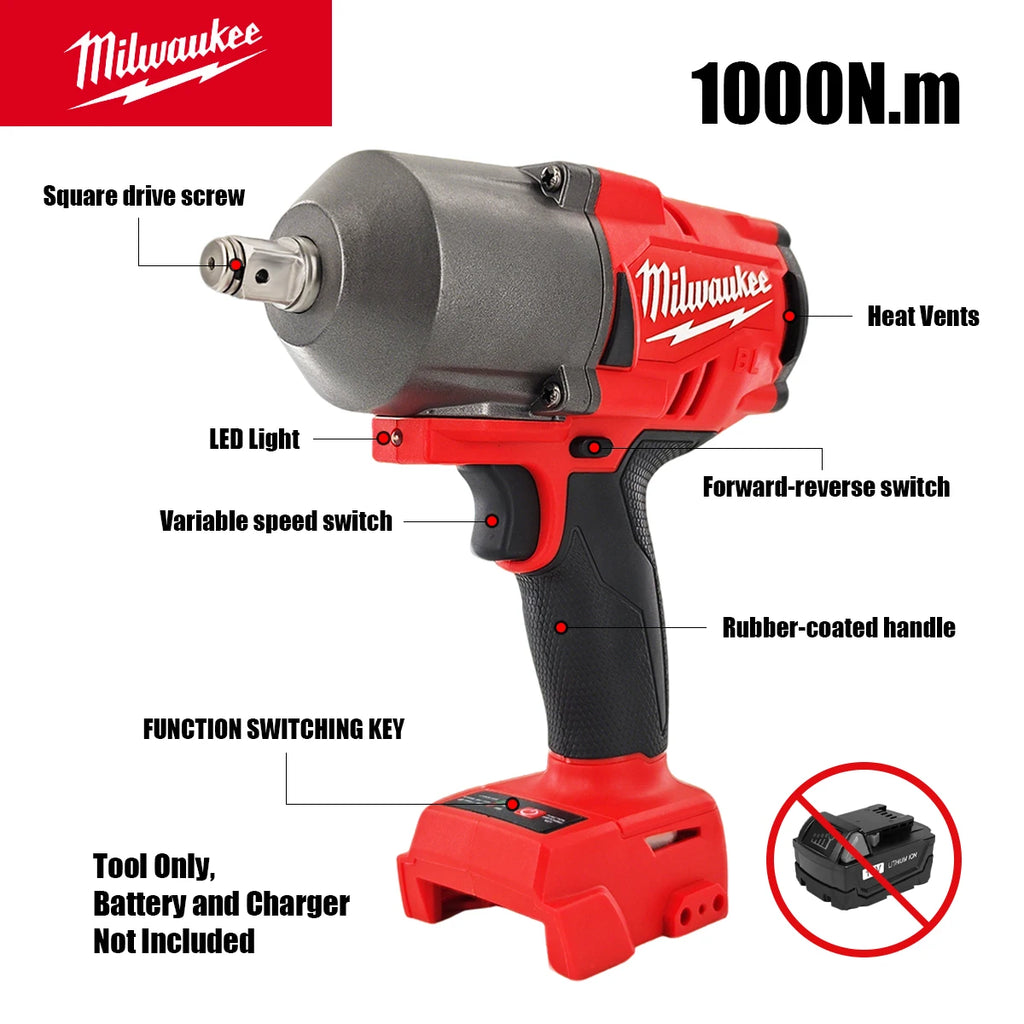 Milwaukee M18 High Torque 1300N.m 2000RPM Brushless Cordless 1/2"