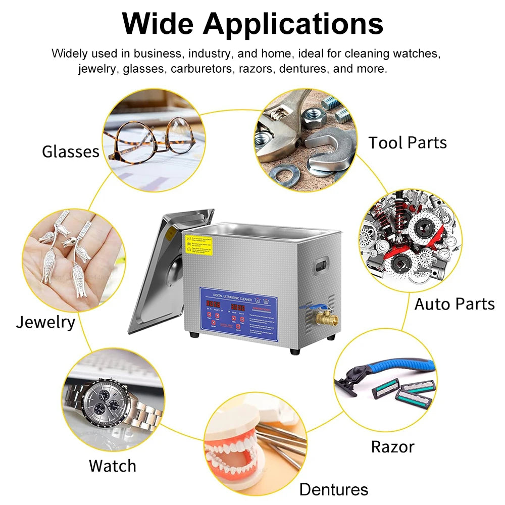 Ultrasonic Cleaner 2L 3L 6L 10L Ultrasound Bath for Glasses Jewelry