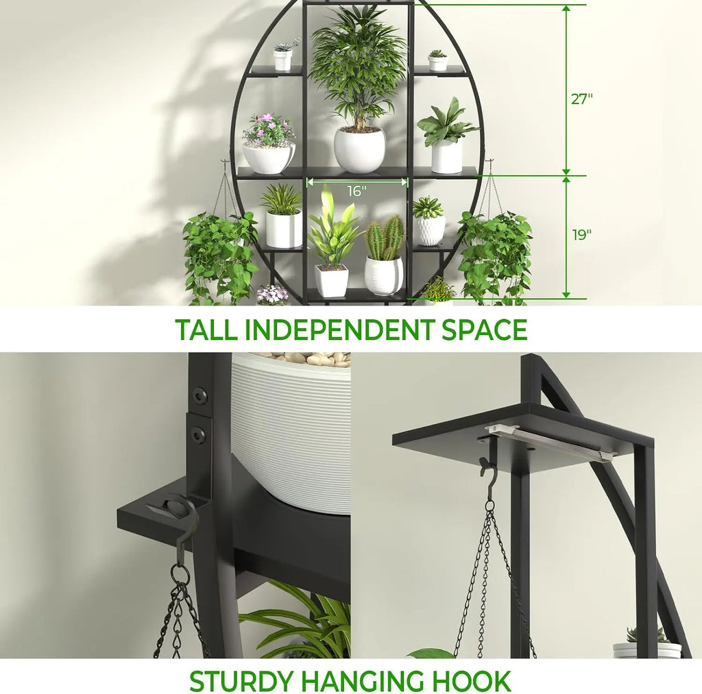Plant Stand Shelf Indoor with 6 Grow Light, 7 Tiered 65" Tall Black