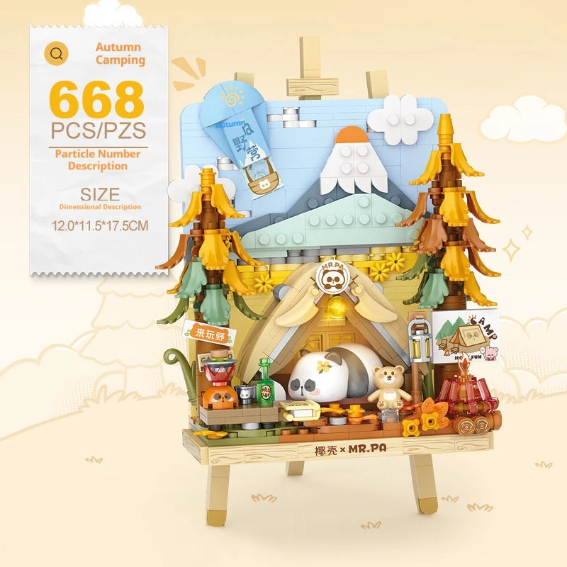 LOZ Four Seasons Scene Panda Stereo Model Assembled Ornaments Building Block Toys Children's Day Toy Gift