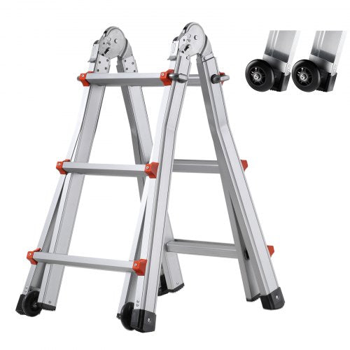 Telescoping Ladder A Frame, 11 FT Compact Aluminum Extension Ladder,