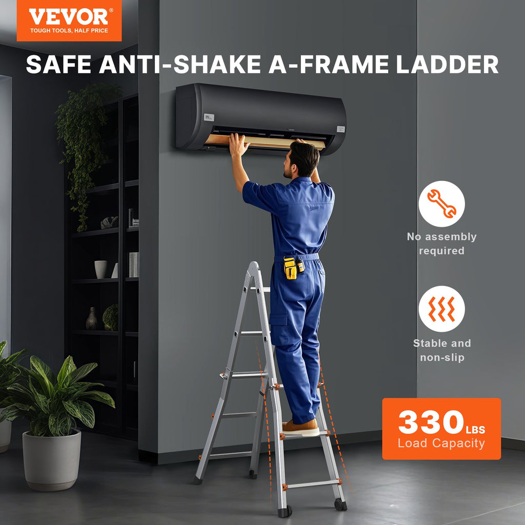 Telescoping Ladder A Frame, 11 FT Compact Aluminum Extension Ladder,