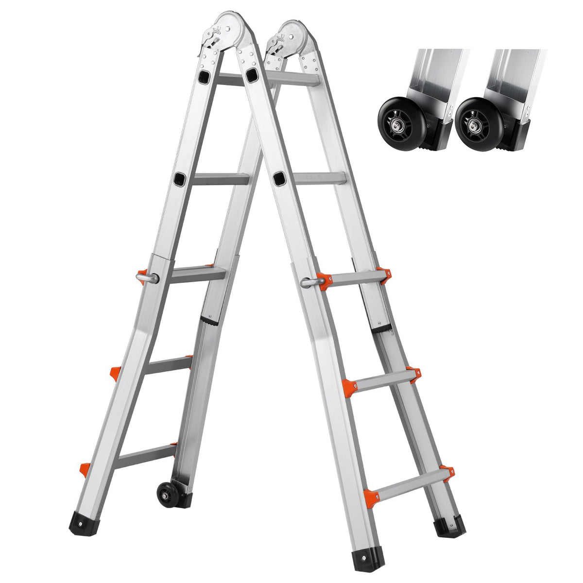 Telescoping Ladder A Frame, 11 FT Compact Aluminum Extension Ladder,